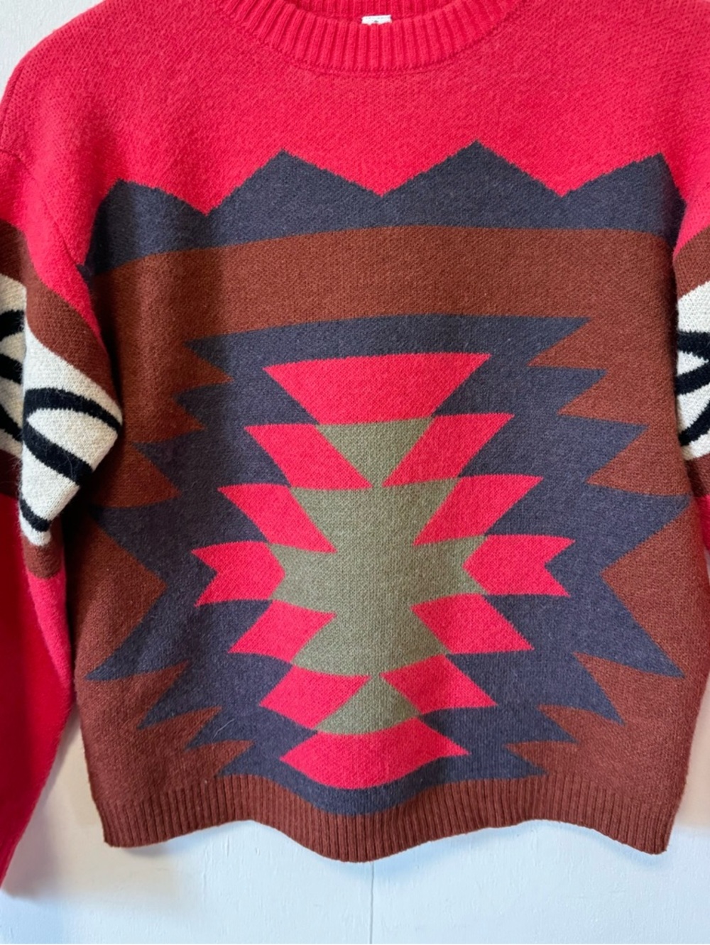Southwest Aztec Print Sweater Colorful Pink Coastal Cowgirl Womens Small - Picture 3 of 7